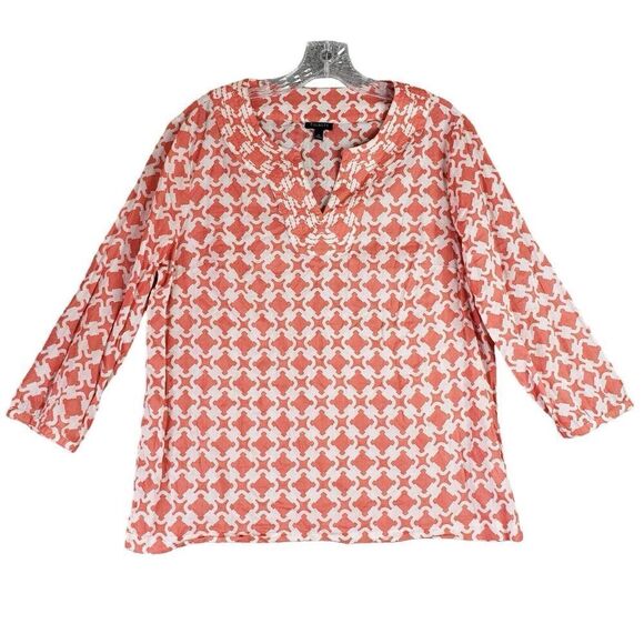 Talbots Shirt Popover Orange Women’s Size Medium M Resort Wear Popover - Picture 2 of 8